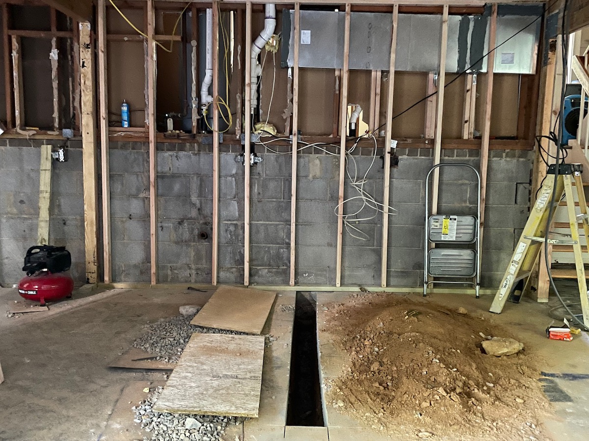 main level trench for gas line