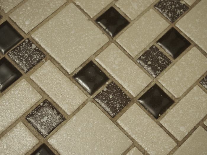 black and white tile floor