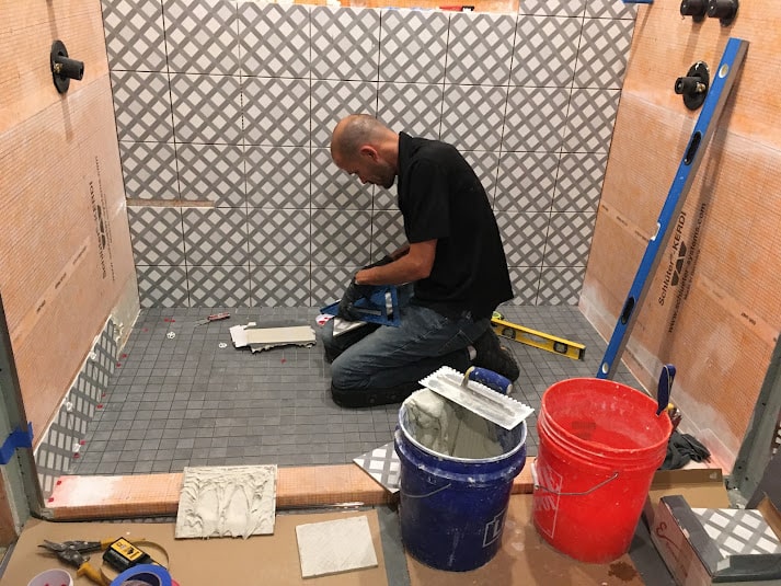 bathroom remodel tile install